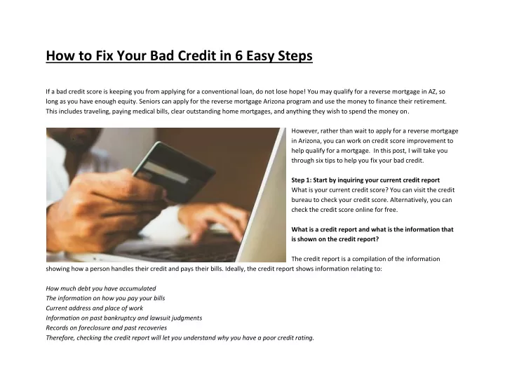 how to fix your bad credit in 6 easy steps