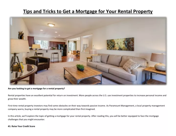 tips and tricks to get a mortgage for your rental