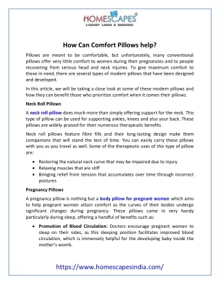 how can comfort pillows help