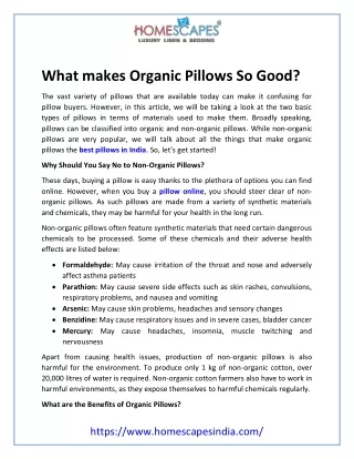 what makes organic pillows so good