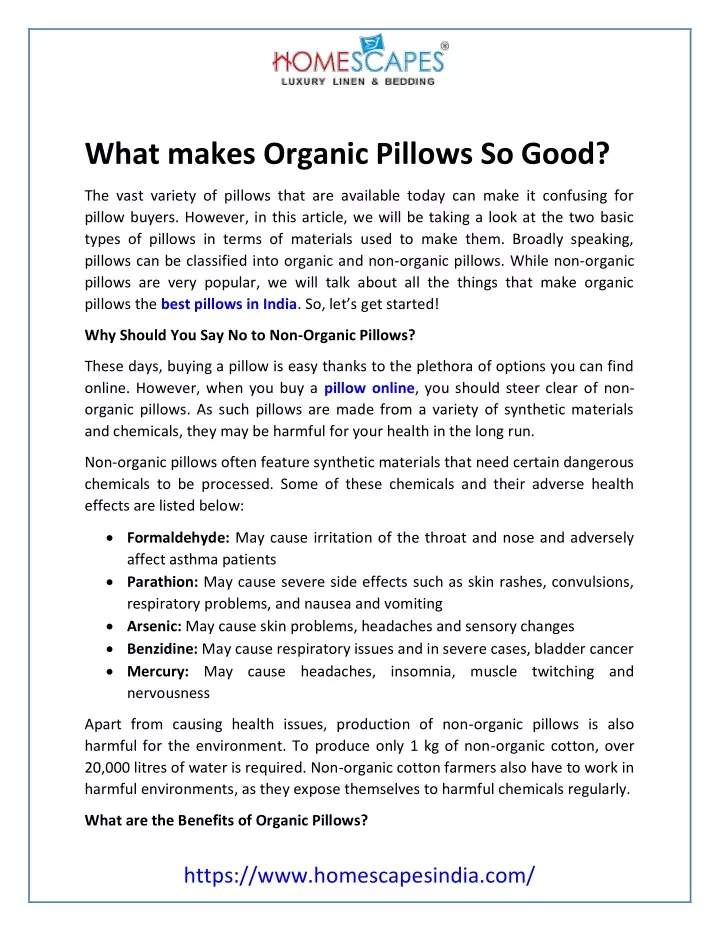 what makes organic pillows so good