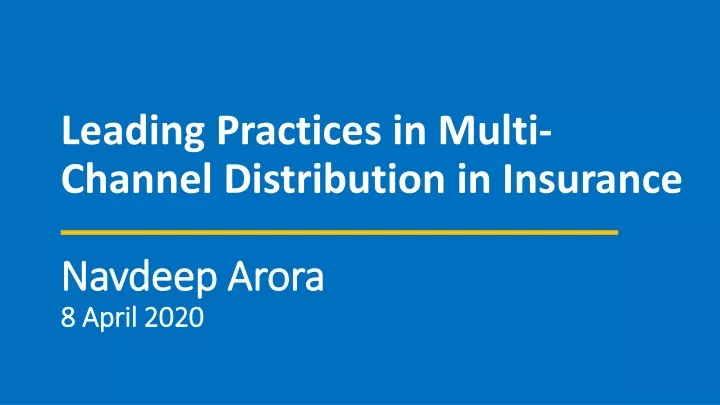 leading practices in multi channel distribution