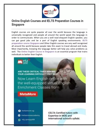 Online English Courses and IELTS Preparation Courses in Singapore