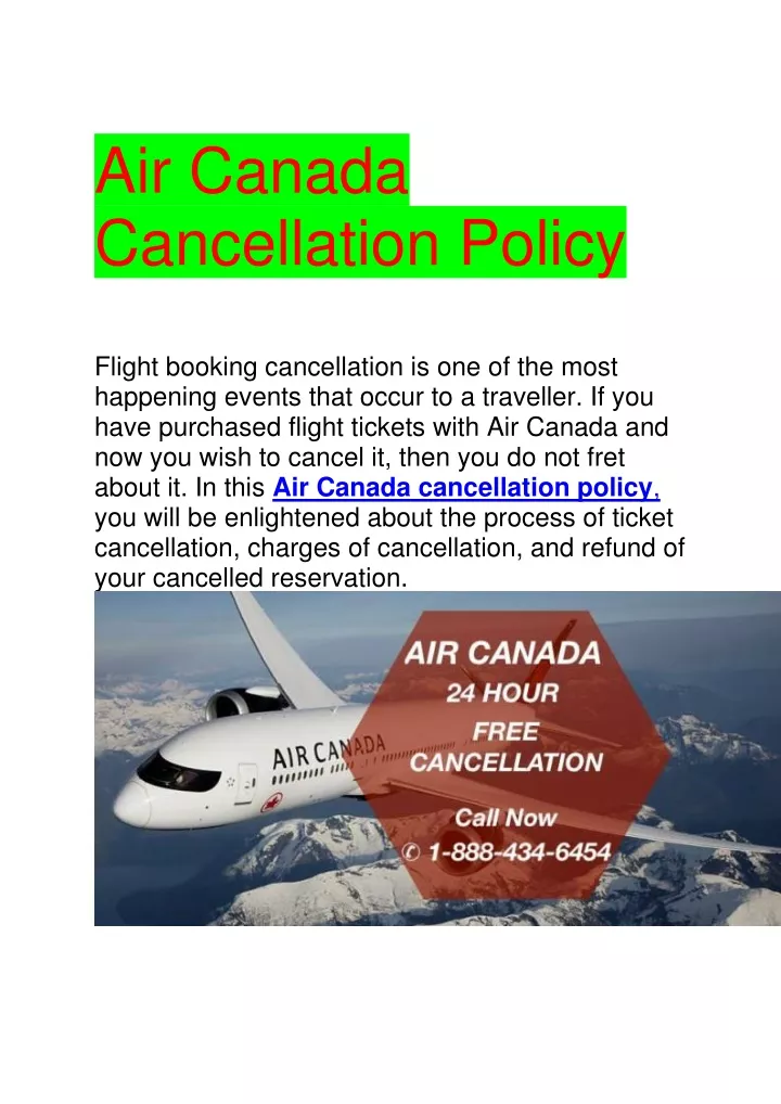 air canada cancellation policy flight booking