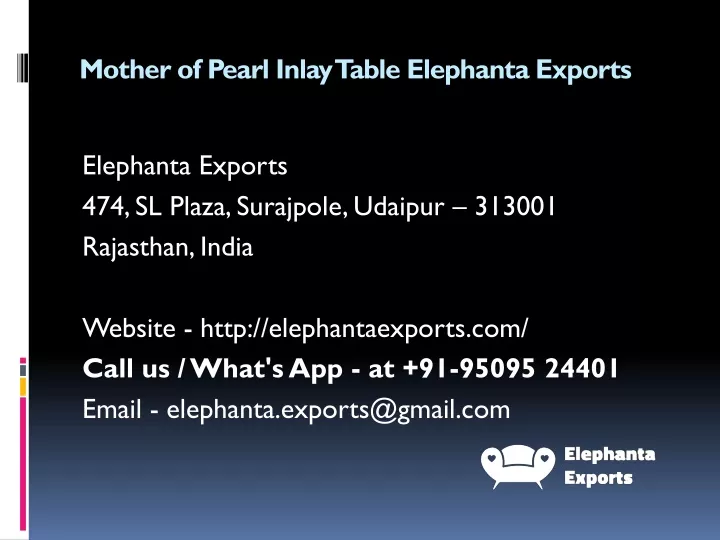 mother of pearl inlay table elephanta exports