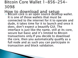 bitcoin core wallet 1 856 254 3098 how to download and setup