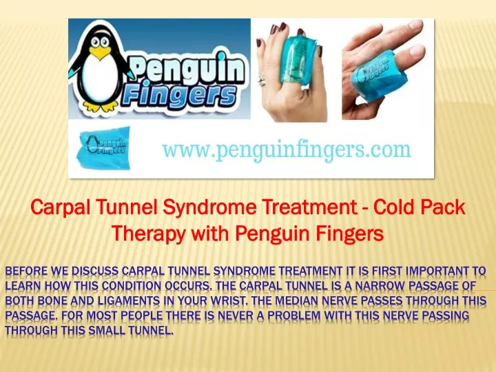 carpal tunnel syndrome treatment cold pack therapy with penguin fingers