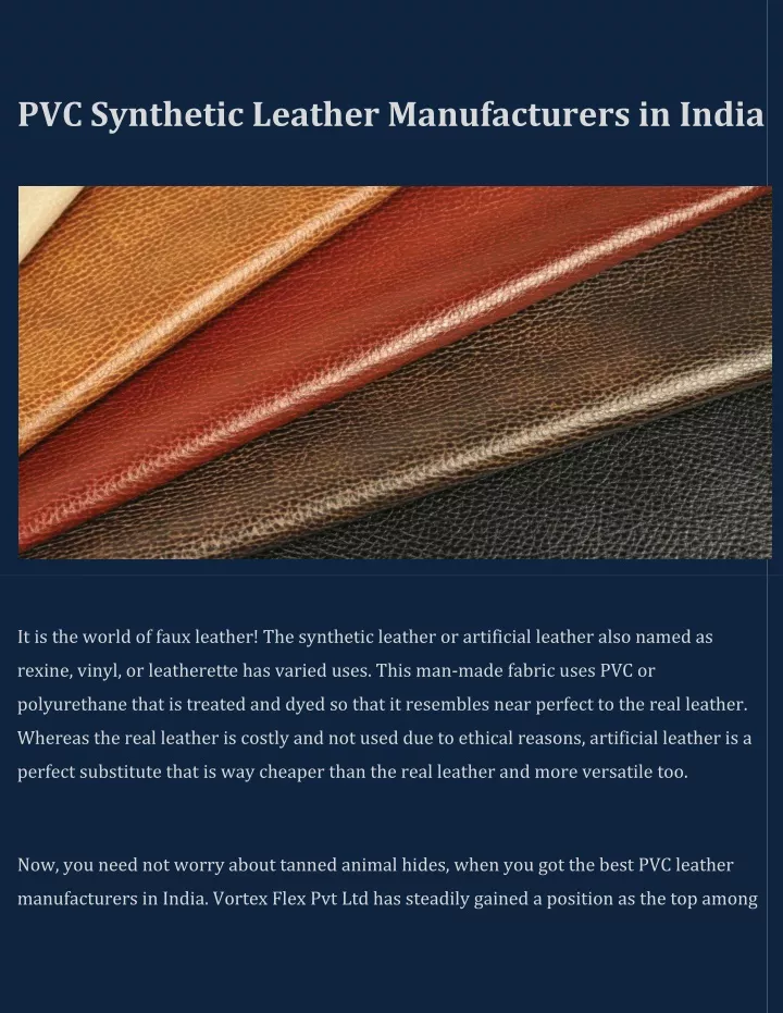 pvc synthetic leather manufacturers in india