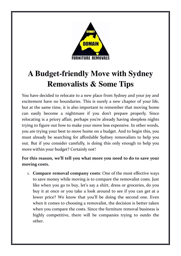 a budget friendly move with sydney removalists
