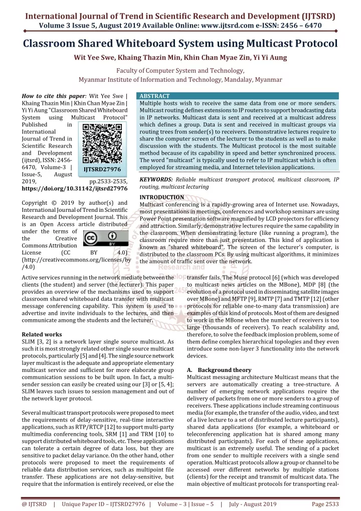 international journal of trend in scientific