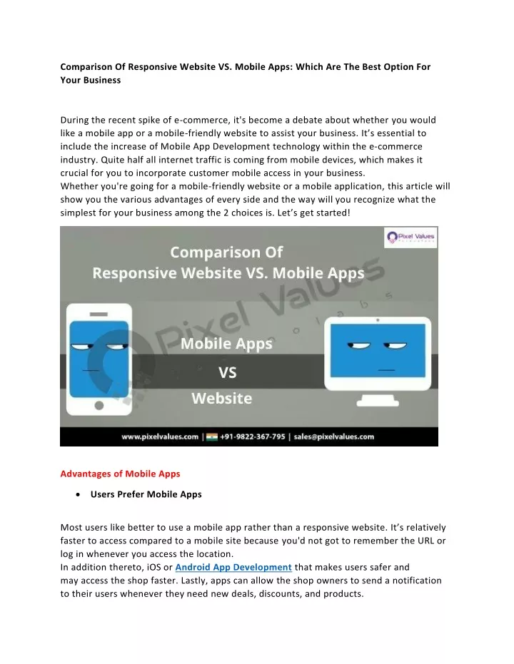 comparison of responsive website vs mobile apps