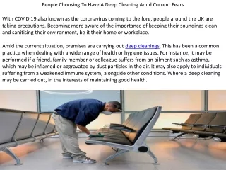 People Choosing To Have A Deep Cleaning Amid Current Fears