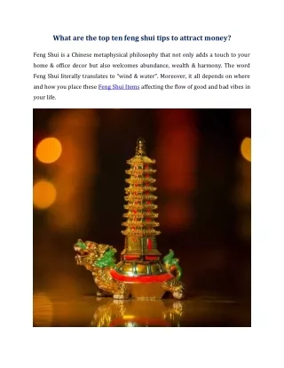 what are the top ten feng shui tips to attract