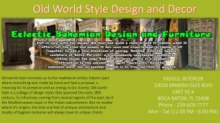 old world style design and decor