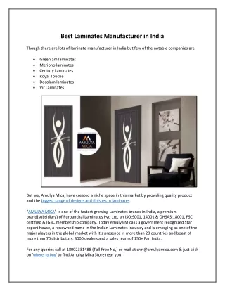 best laminates manufacturer in india