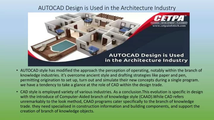 autocad design is used in the architecture industry
