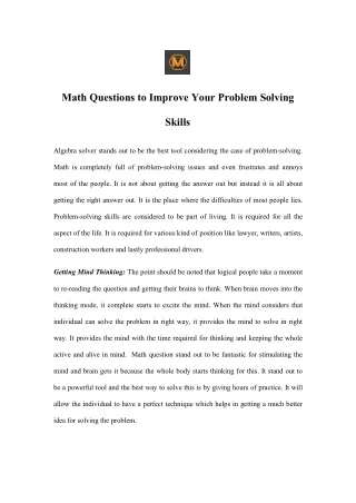 math questions to improve your problem solving