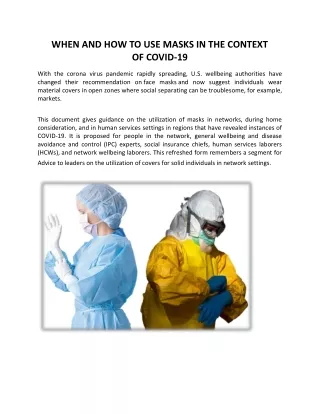 WHEN AND HOW TO USE MASKS IN THE CONTEXT OF COVID-19