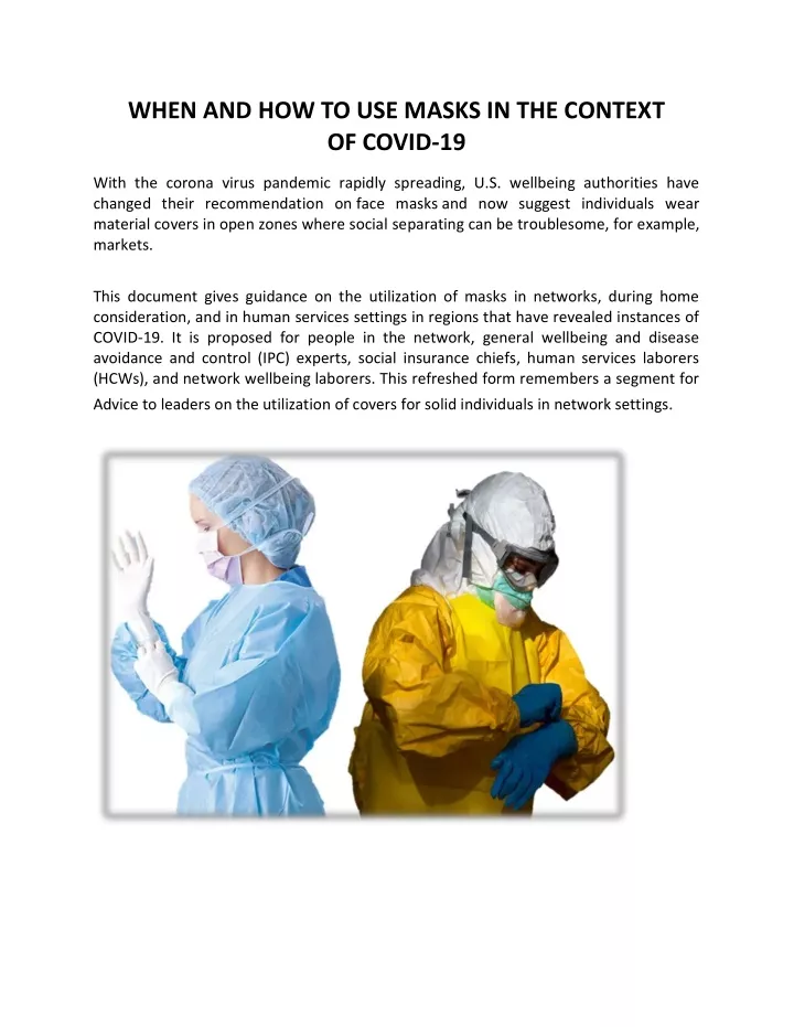 when and how to use masks in the context of covid