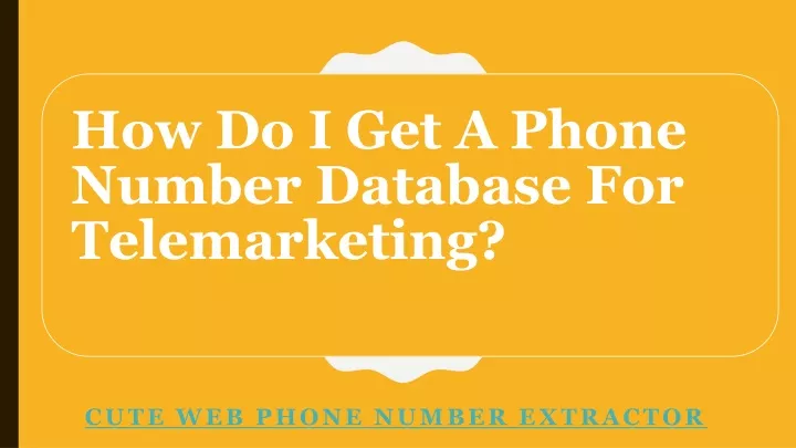 how do i get a phone number database