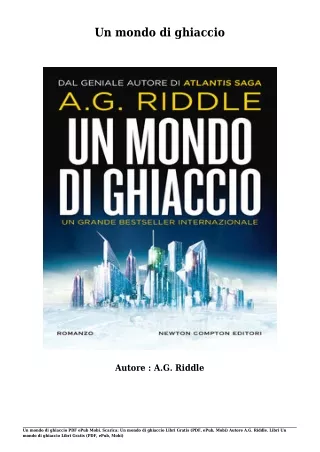 Scaricare Libri Gratis Un mondo di ghiaccio (PDF, ePub, Mobi) Di A.G. Riddle