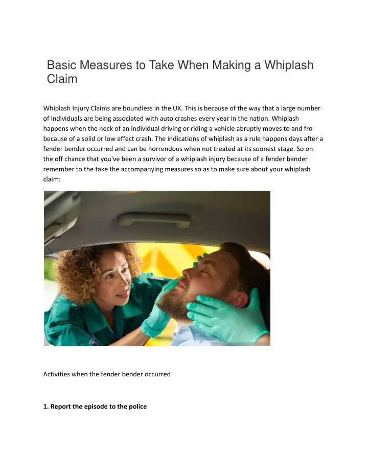 basic measures to take when making a whiplash
