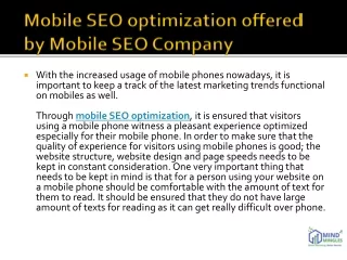 Mobile SEO optimization offered by Mobile SEO Company