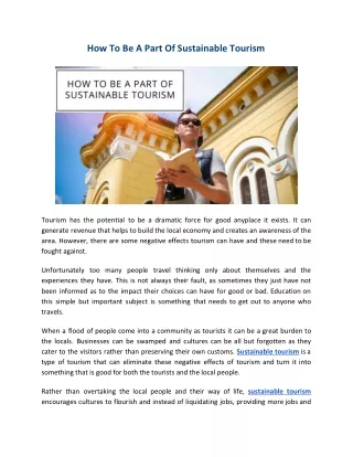 how to be a part of sustainable tourism