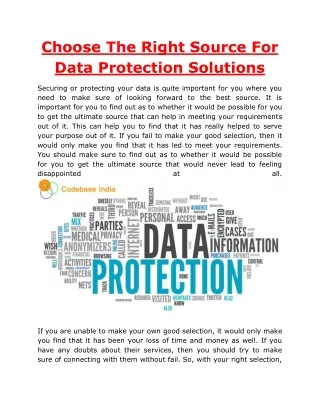 Choose The Right Source For Data Protection Solutions