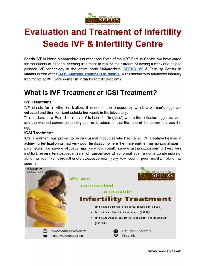 evaluation and treatment of infertility seeds