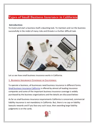 Types of small business insurance California