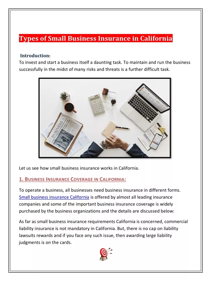 types of small business insurance in california