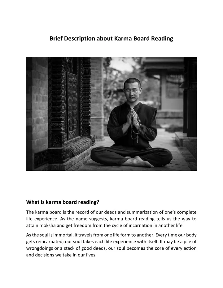 brief description about karma board reading