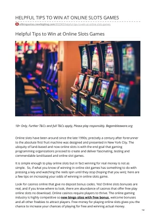helpful tips to win at online slots games