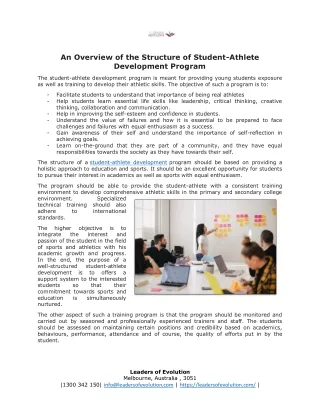 An Overview of the Structure of Student-Athlete Development Program
