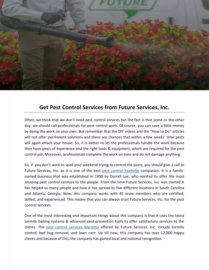 get pest control services from future services inc