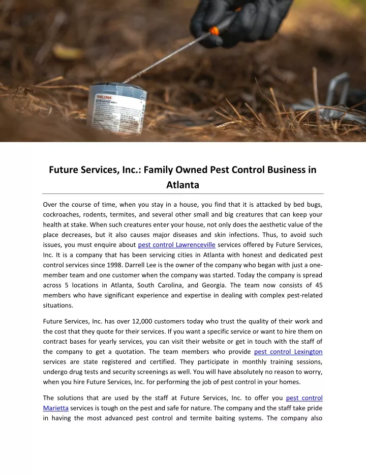 future services inc family owned pest control