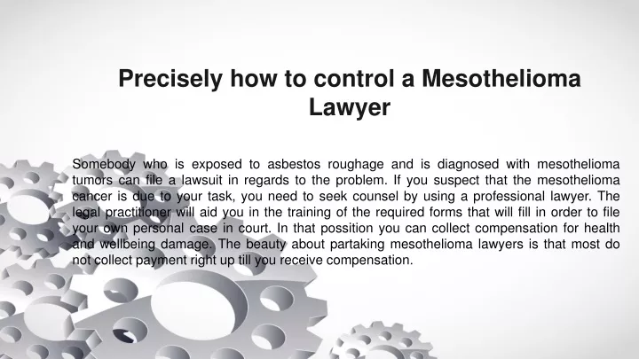 precisely how to control a mesothelioma lawyer