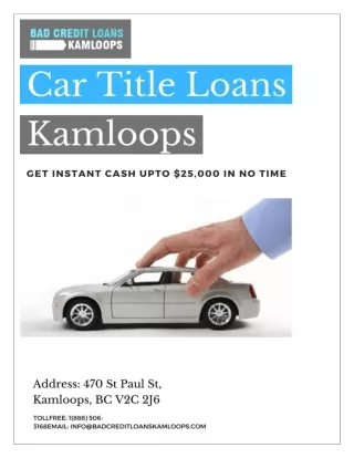 Get instant cash in no time with Car Title Loans Kamloops