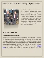 Things To Consider Before Making A Big Investment - slide 1
