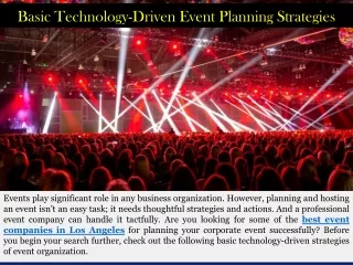Basic Technology-Driven Event Planning Strategies