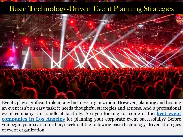 basic technology driven event planning strategies