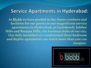 Service Apartments in Hyderabad | Blobb | Corporate | Premium & Luxury: