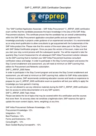 sap c arp2p 2005 certification description