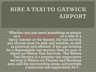 HIRE A TAXI TO GATWICK AIRPORT