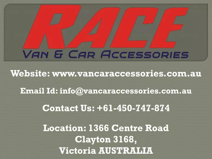website www vancaraccessories com au