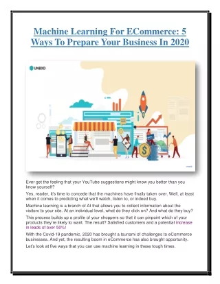Machine Learning For ECommerce: 5 Ways To Prepare Your Business In 2020