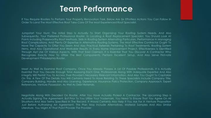 team performance