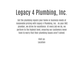 Legacy 4 Plumbing, Inc.