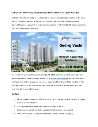 godrej vashi an upcoming residential project